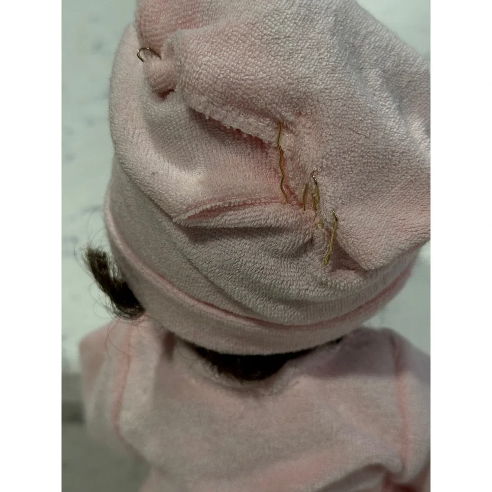 Lee Middleton Original Baby Doll Pink Robe Bonnet 